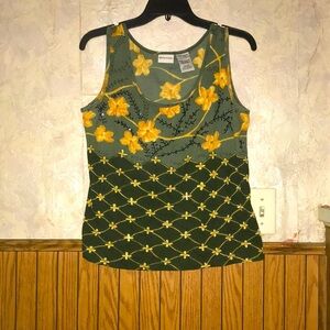 Really cool green & yellow white stag tank top (L)